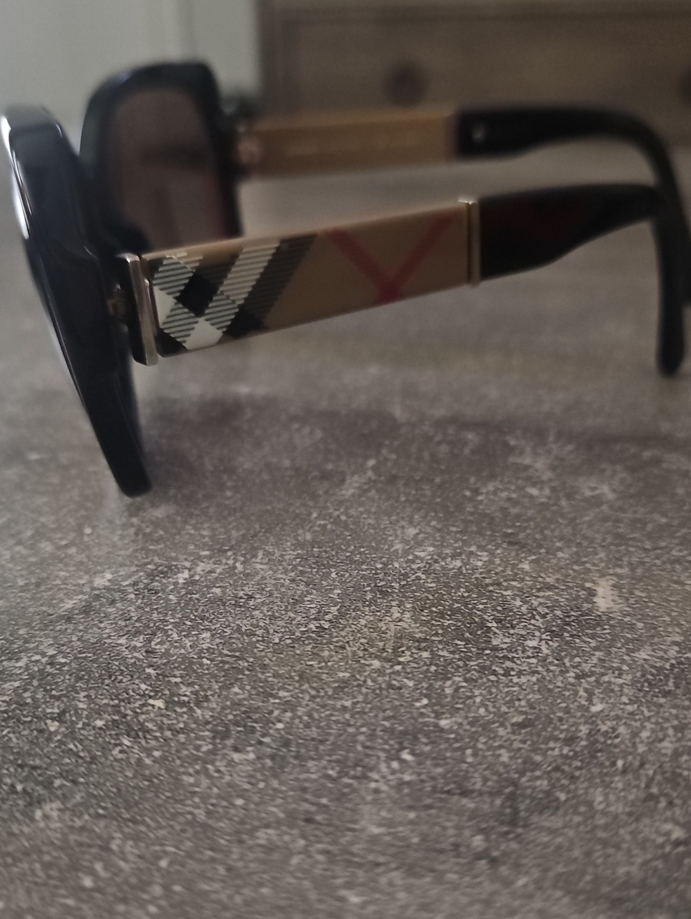 Burberry Sunglasses with Tan Plaid Temple Accent